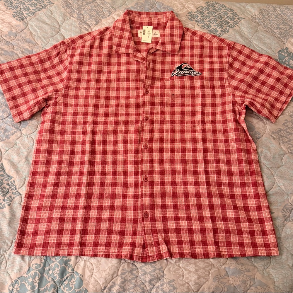 Aeropostale Red Plaid Short-Sleeve Button-Down Shirt